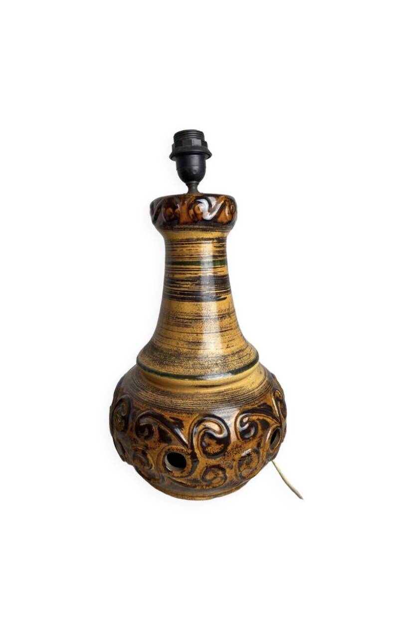 Pied de lampe en céramique à double éclairage