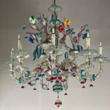 Venetian chandelier Rezzonico in Murano glass, 9 arms of light circa 1920