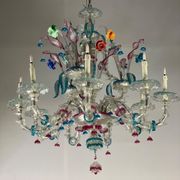 Venetian chandelier Rezzonico in Murano glass, 9 arms of light circa 1920