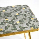 Beautiful Mid Century Modern brass side table with mosaic surface by Münche