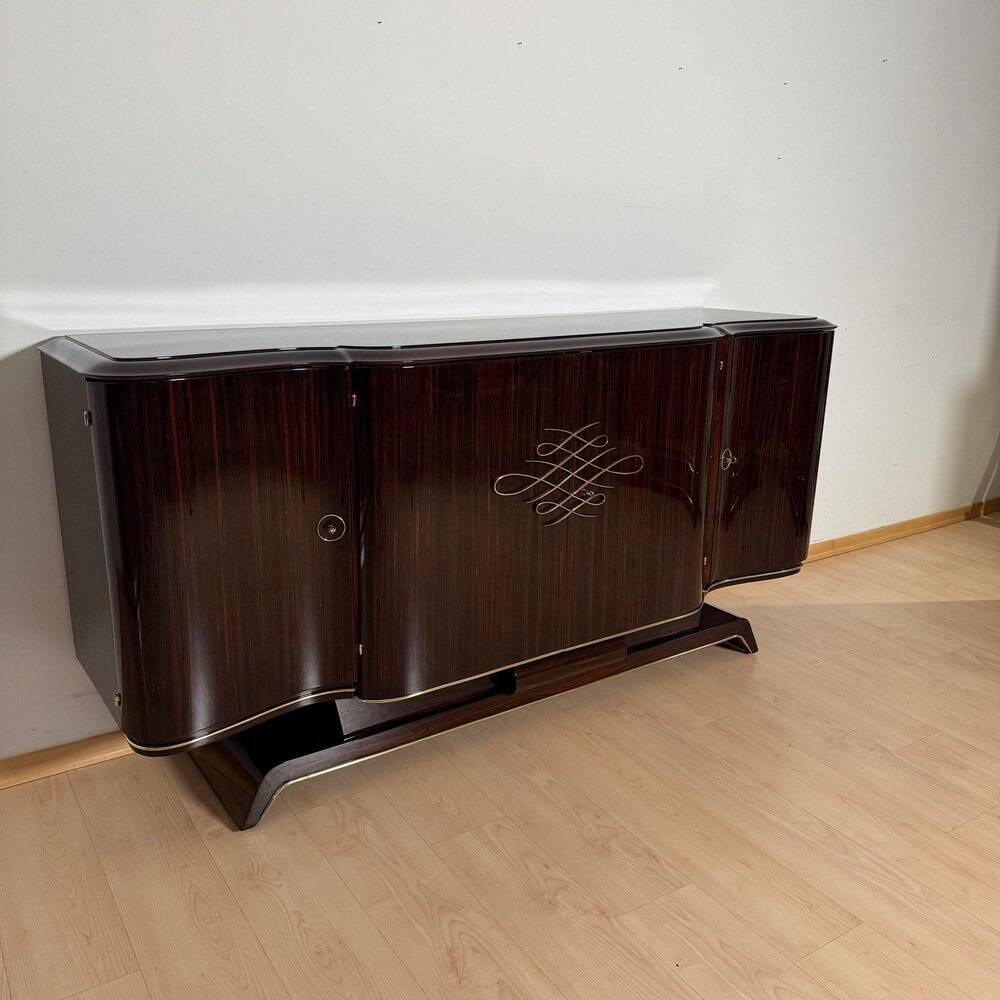 Art Deco Sideboard in Macassar Ebony and Brass, Paris, 1930s