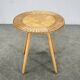 Jan Kalous Rattan and Beech Side Table, Czechoslovakia, 1970s