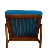 Ensemble de deux fauteuils vintage, revêtement en velours bleu, Pologne, 1960