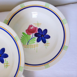 Set of 4 vintage soup plates from the Gien factory, Robinson model