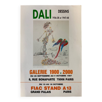 Affiche original de galerie d’art Salvador Dali FIAC au Grand Palais 1987 à Paris