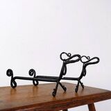 Pair of wrought iron dachshund andirons