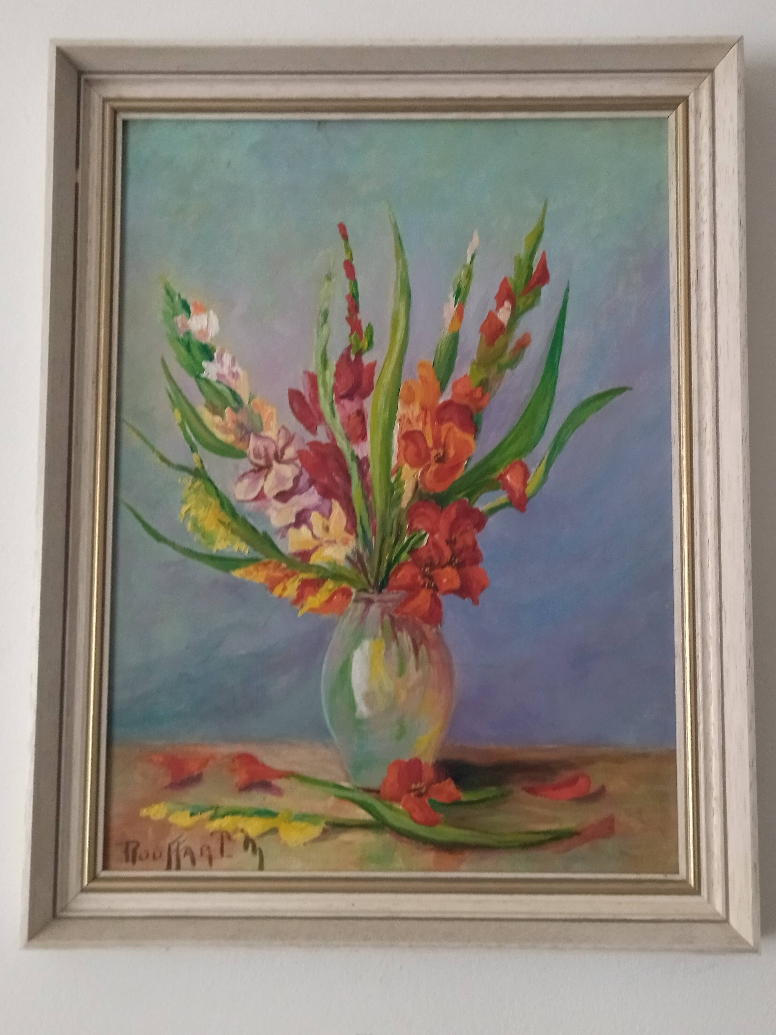 Oil Painting on Panel – Still Life with Gladioli