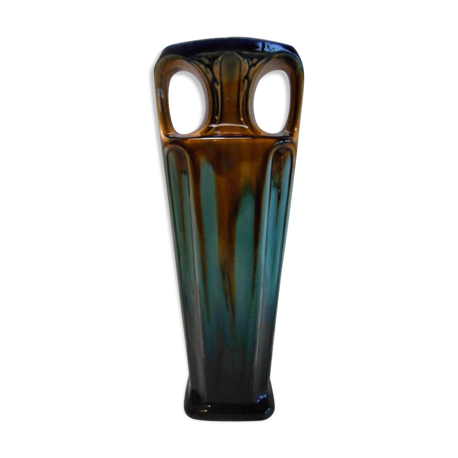 Vase polychrome art deco orchies
