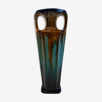 Vase polychrome art deco orchies