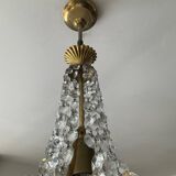 Hot air balloon chandelier with crystal and brass tassels