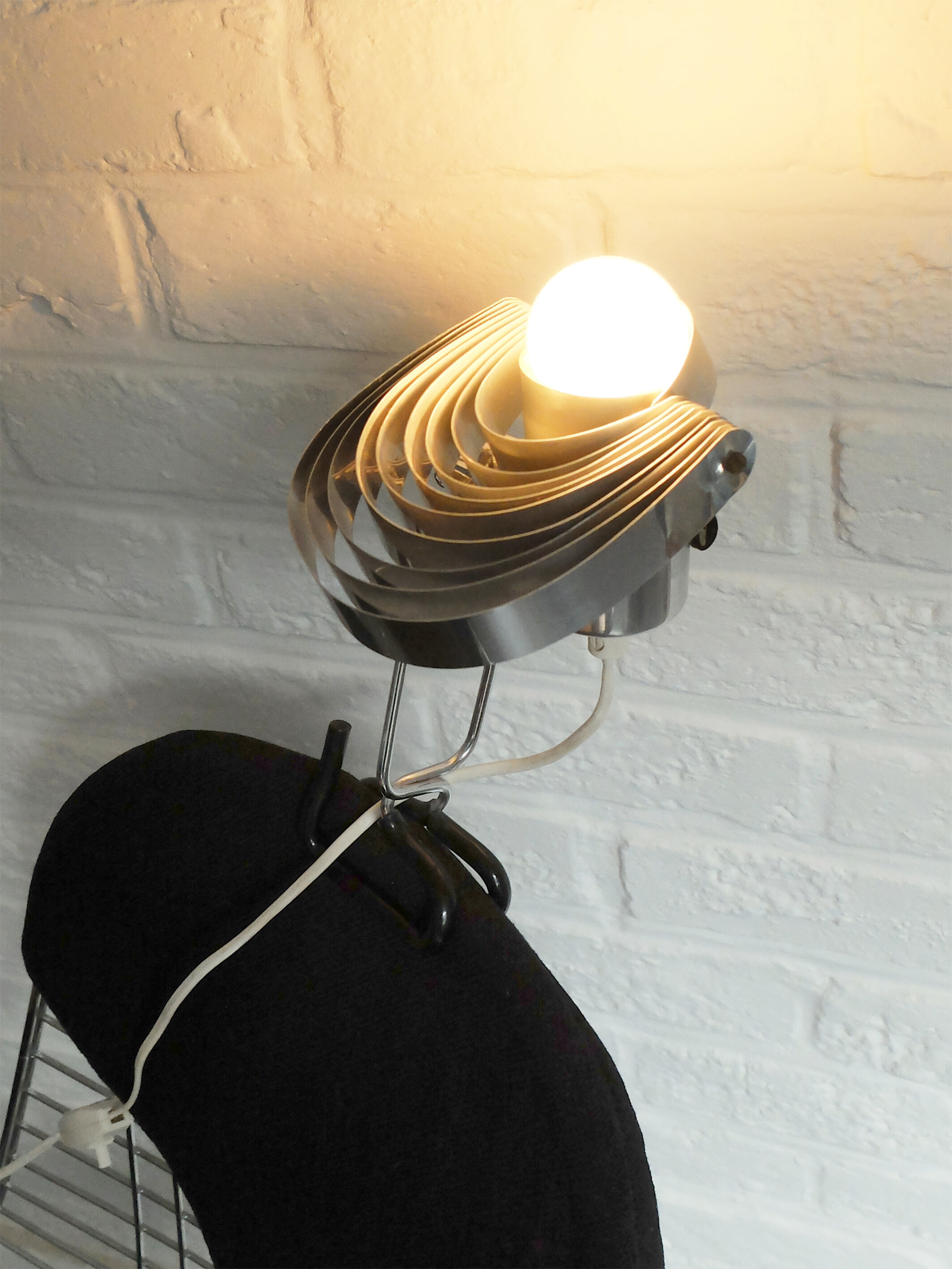Adjustable metal clip lamp, fan, 1980s