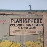 Carte scolaire Vidal Lablache Planisphère Colonies Françaises