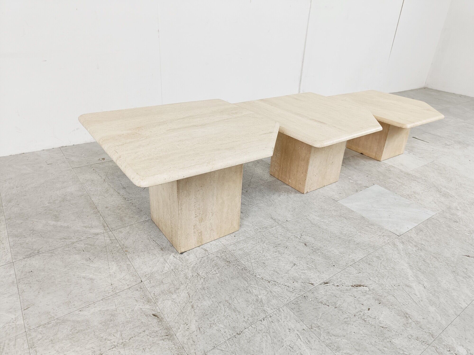 Vintage travertine nesting tables or side tables, 1970s