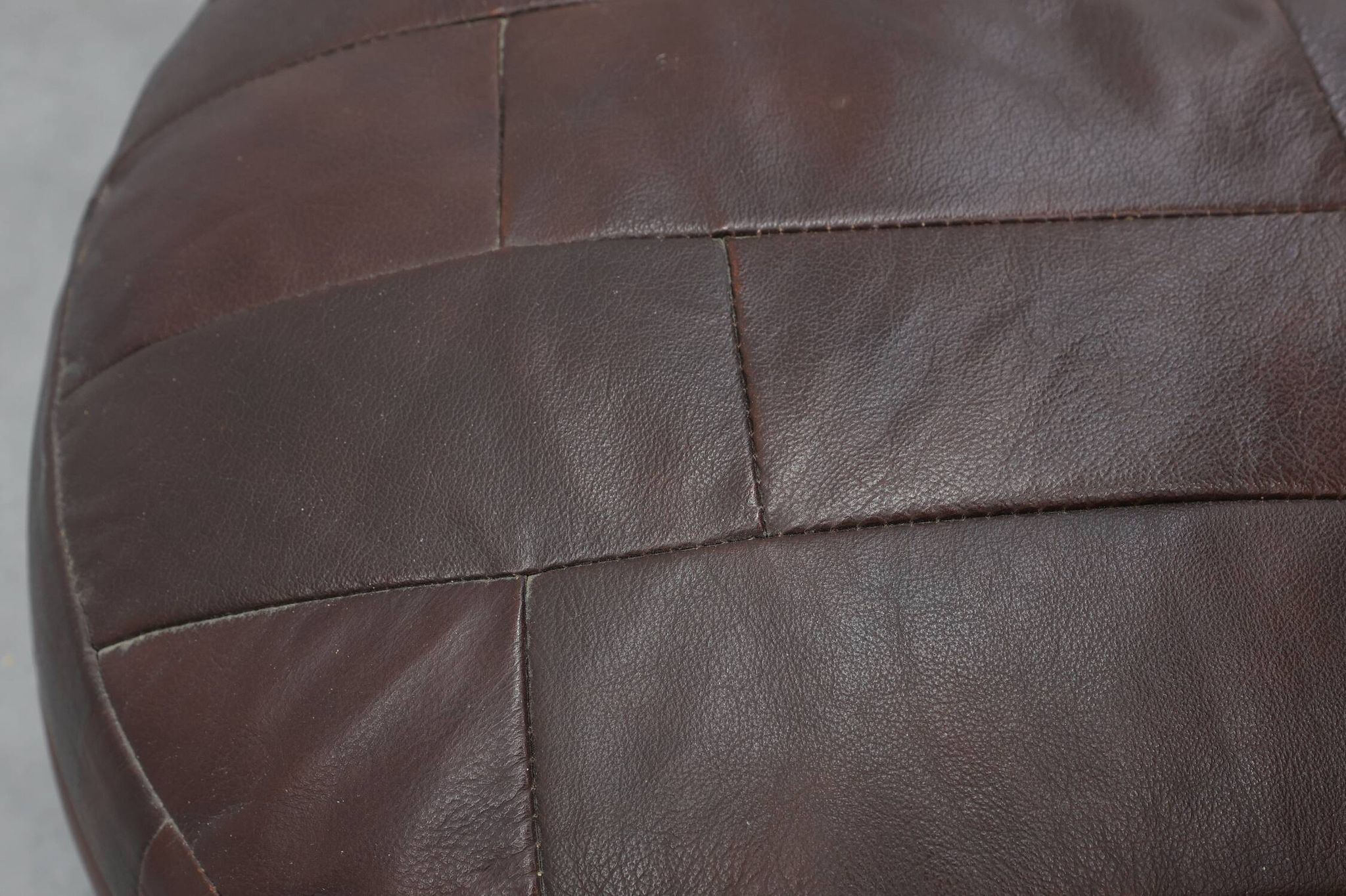 Round Patchwork Leather Pouf, Switzerland, 1970s