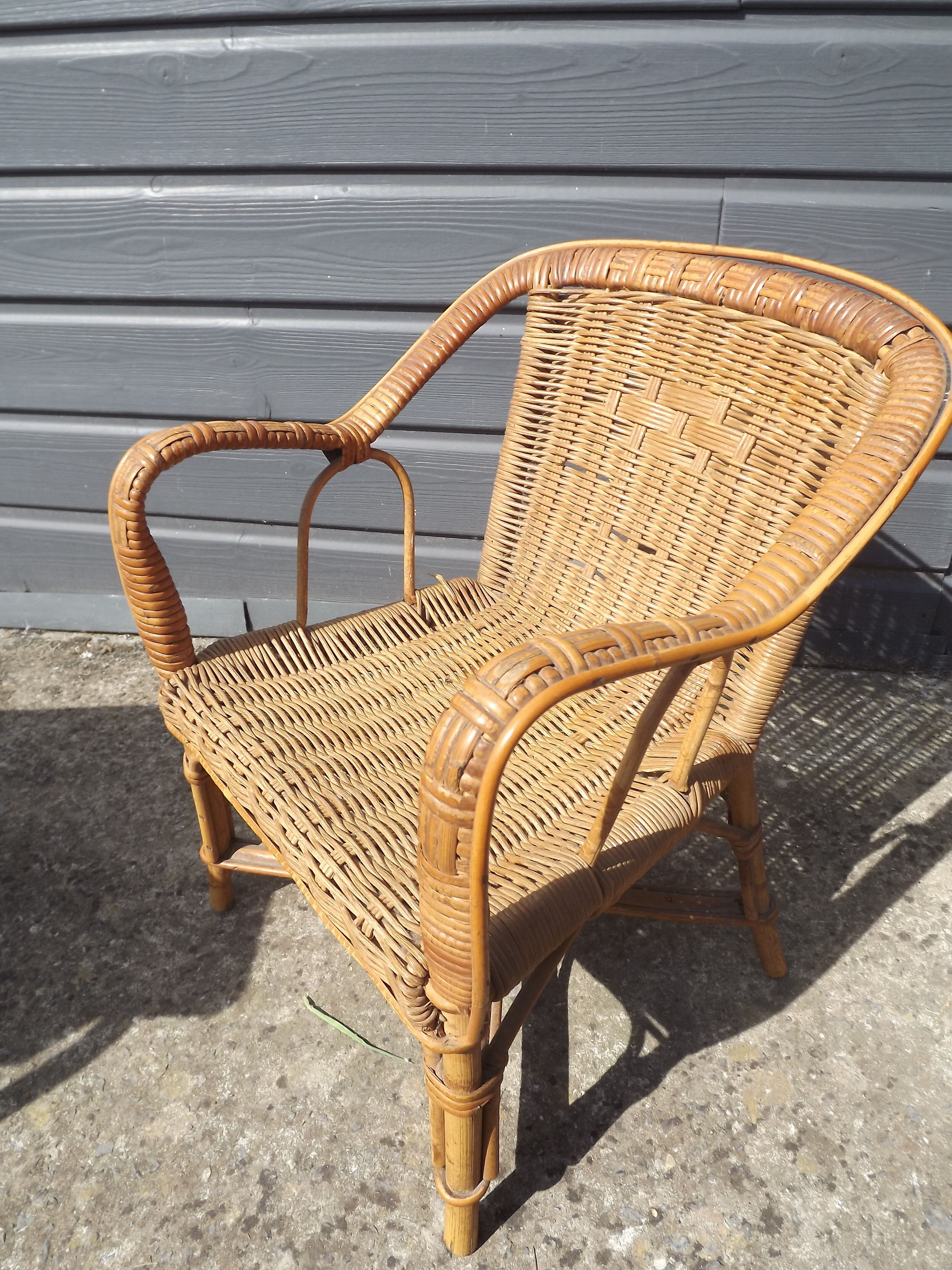60' vintage children's rattan chair