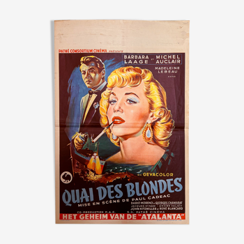 Vintage Cinema poster from 1954 Quai des Blondes Authentique