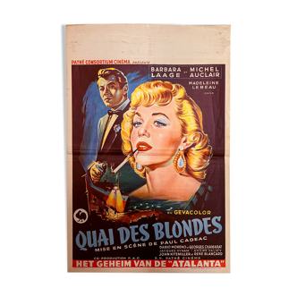 Vintage Cinema poster from 1954 Quai des Blondes Authentique