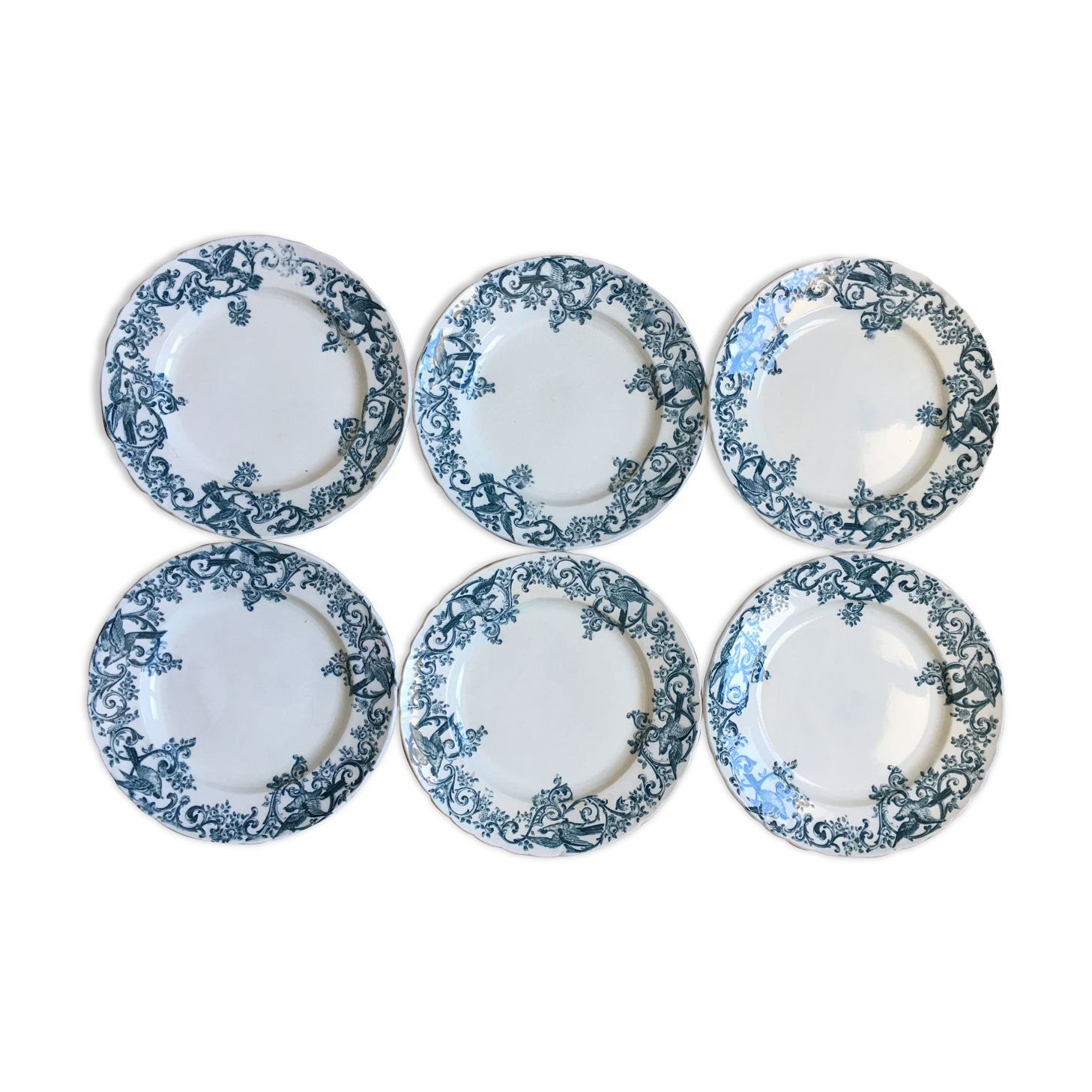 6 beautiful dessert plates Terre de fer Jules old man