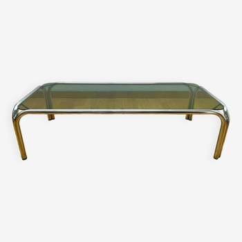 Vintage Chrome Coffee Table with Smoked Glass 1970s