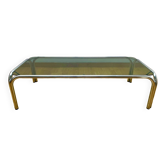 Table basse en chrome et verre fumée, années 70
