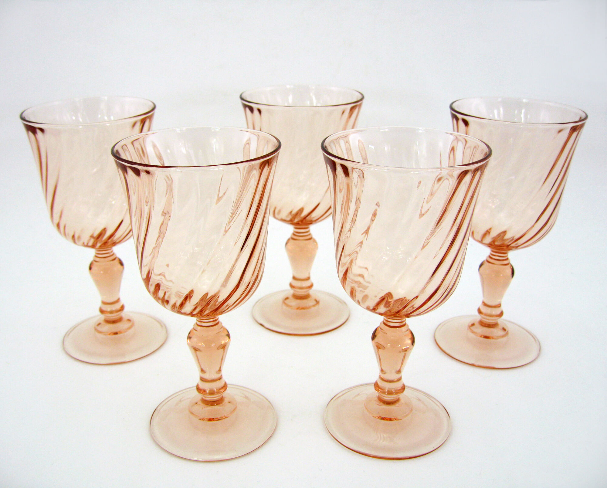 5 stemmed glasses - Rosaline Luminarc Arcoroc France - vintage 80s
