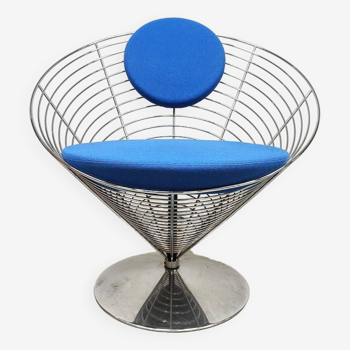 Chaise vintage cône en fil design Verner Panton 1960