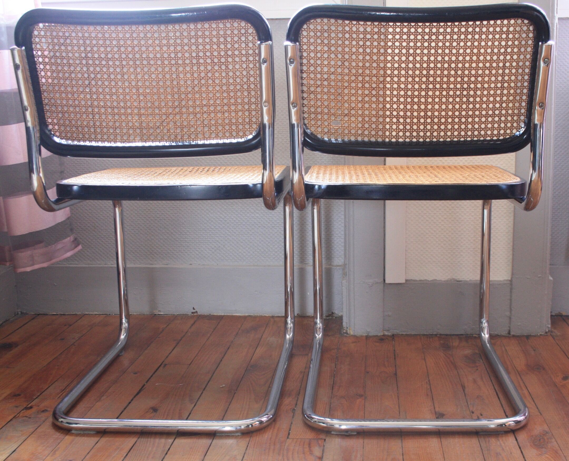 Pair of chairs cesca B32 Marcel Breuer black Gavina