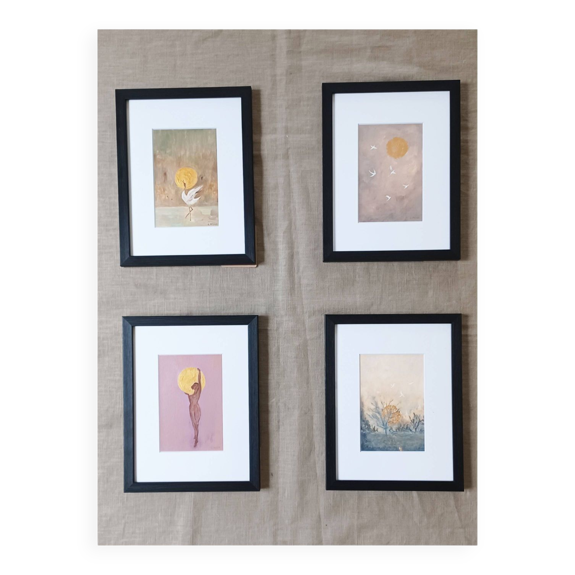 Set of 4 original framed paintings