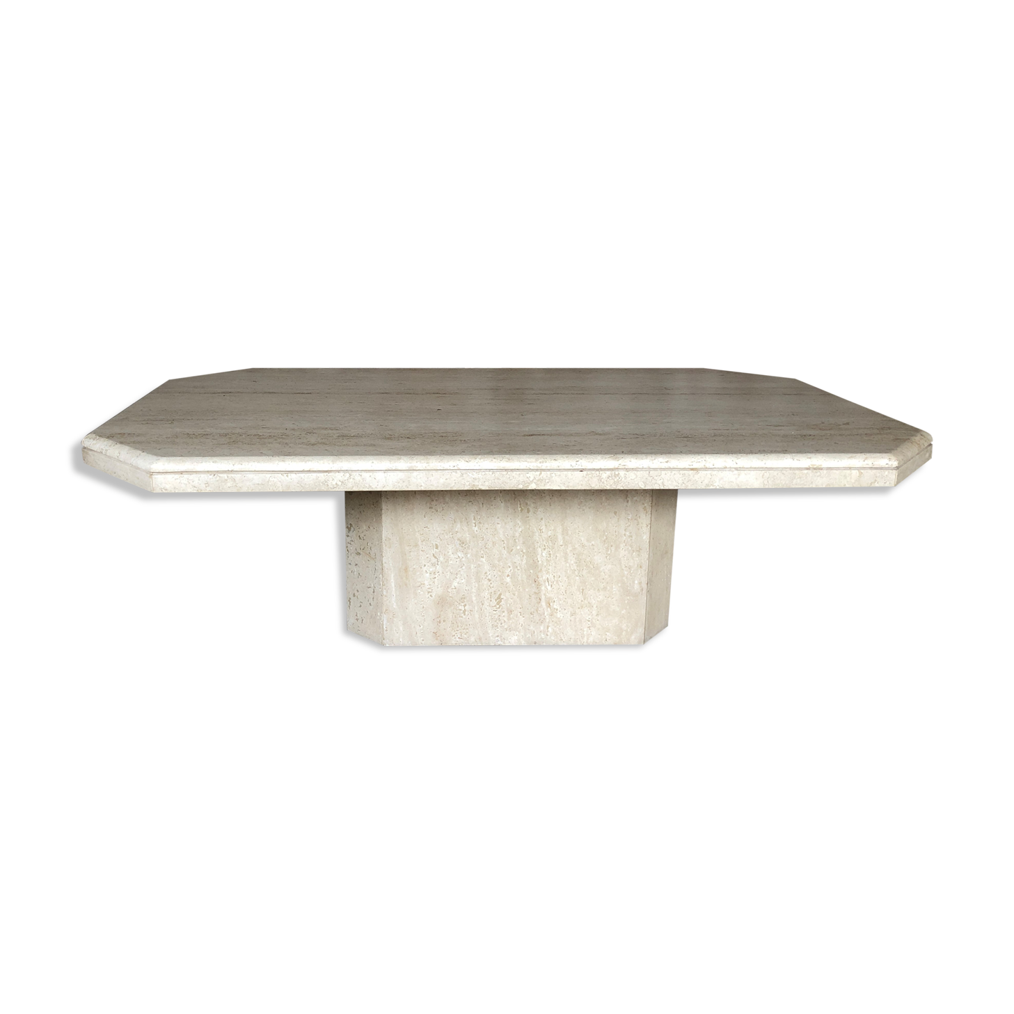 Large octagonal coffee table in 70s/80s travertine