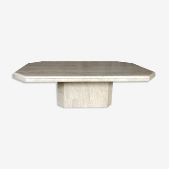 Table basse octogonale en travertine années 70/80