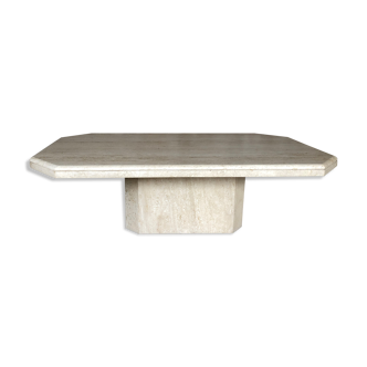 Large octagonal coffee table in 70s/80s travertine