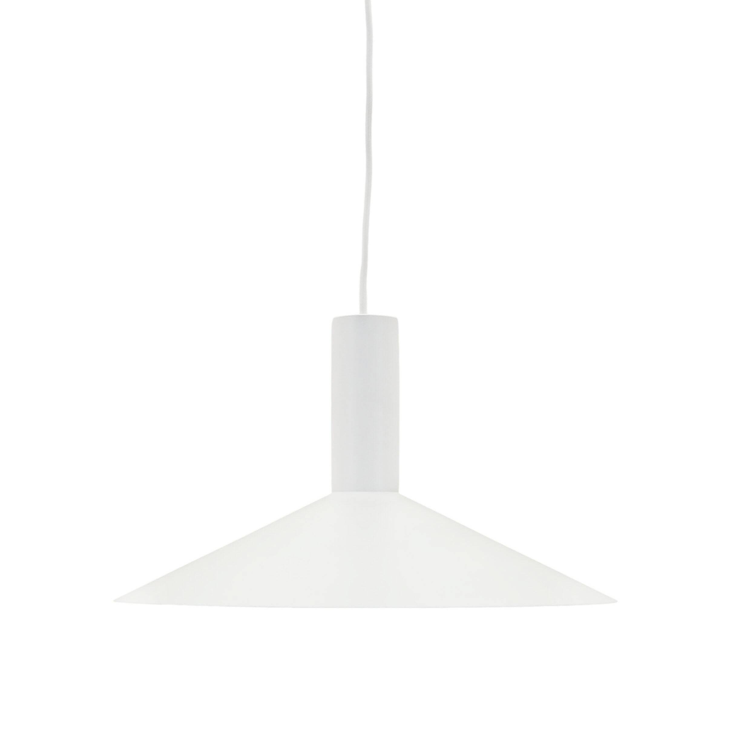 Danish white metal pendant lamp, conical shade, 2000s