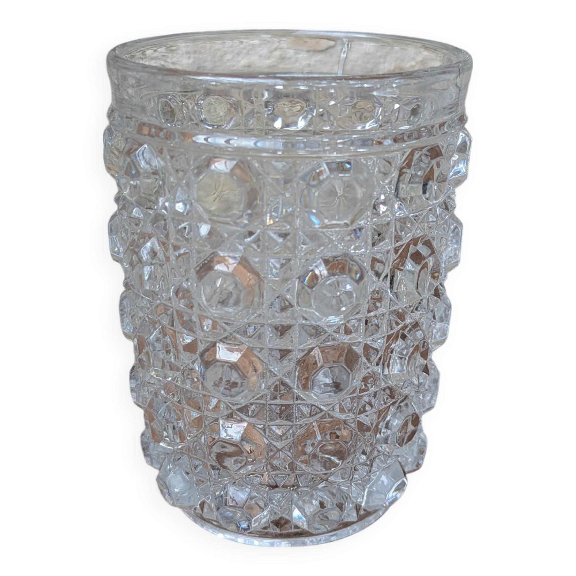 Antique crystal glass goblet signed Baccarat model Diamonds Pierreries H
