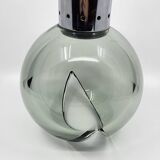 Pendant chandelier, chrome and smoked glass, eye ball design, space age, Italy, 1970s