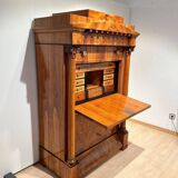 Biedermeier Secretaire in Cherrywood and Maple with Inlays and Brass, South Germany, 1830s