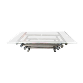 Coffee table 70s chrome and glass