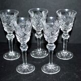 et of 5 diamond cut crystal liqueur glasses