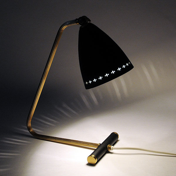 Swedish adjustable black metal desklamp 1950s