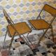 Pair of vintage folding chairs with caning 70
