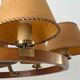 6 wooden paper head chandeliers with brass details, 1960s, Germany