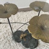 Table basse nénuphars en bronze vintage