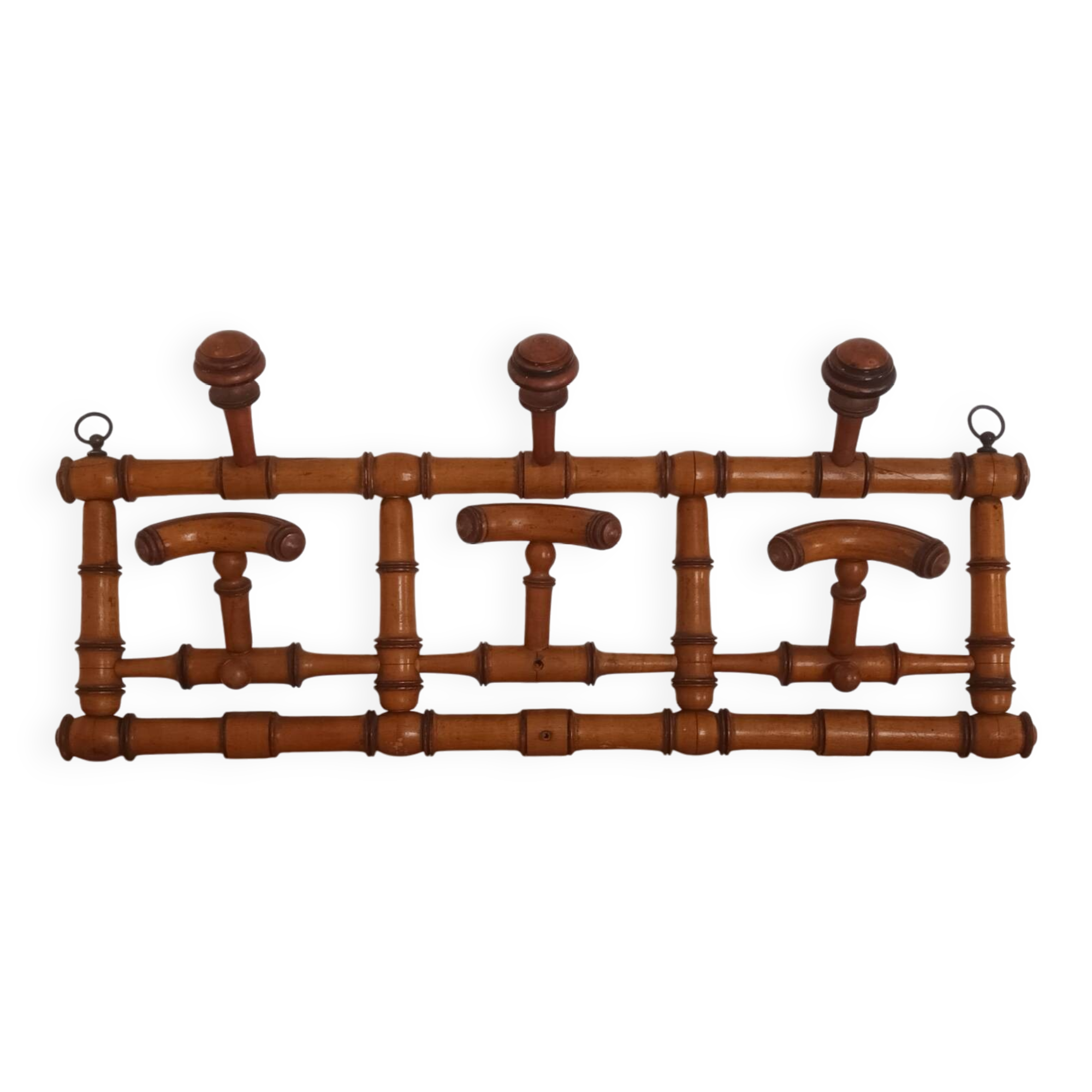 1920s bamboo wall mounted hat coat rack