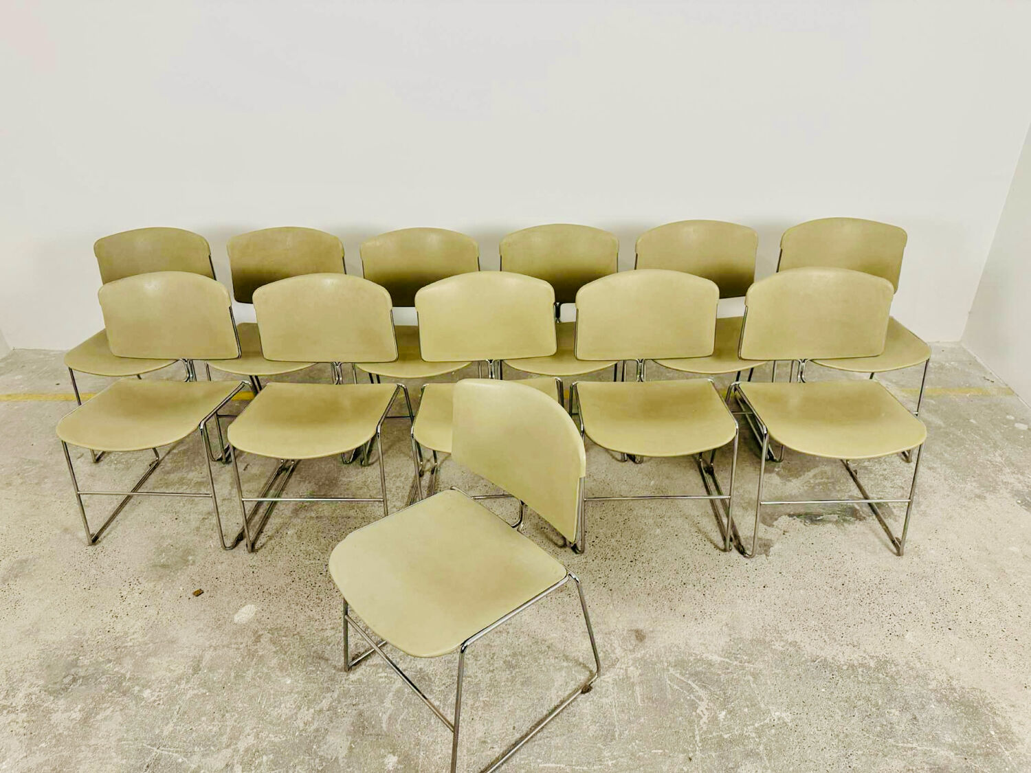 Set of 12 Max Stacker stackable chairs, 1970