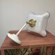 Vintage wall light in white opaline with blue edging