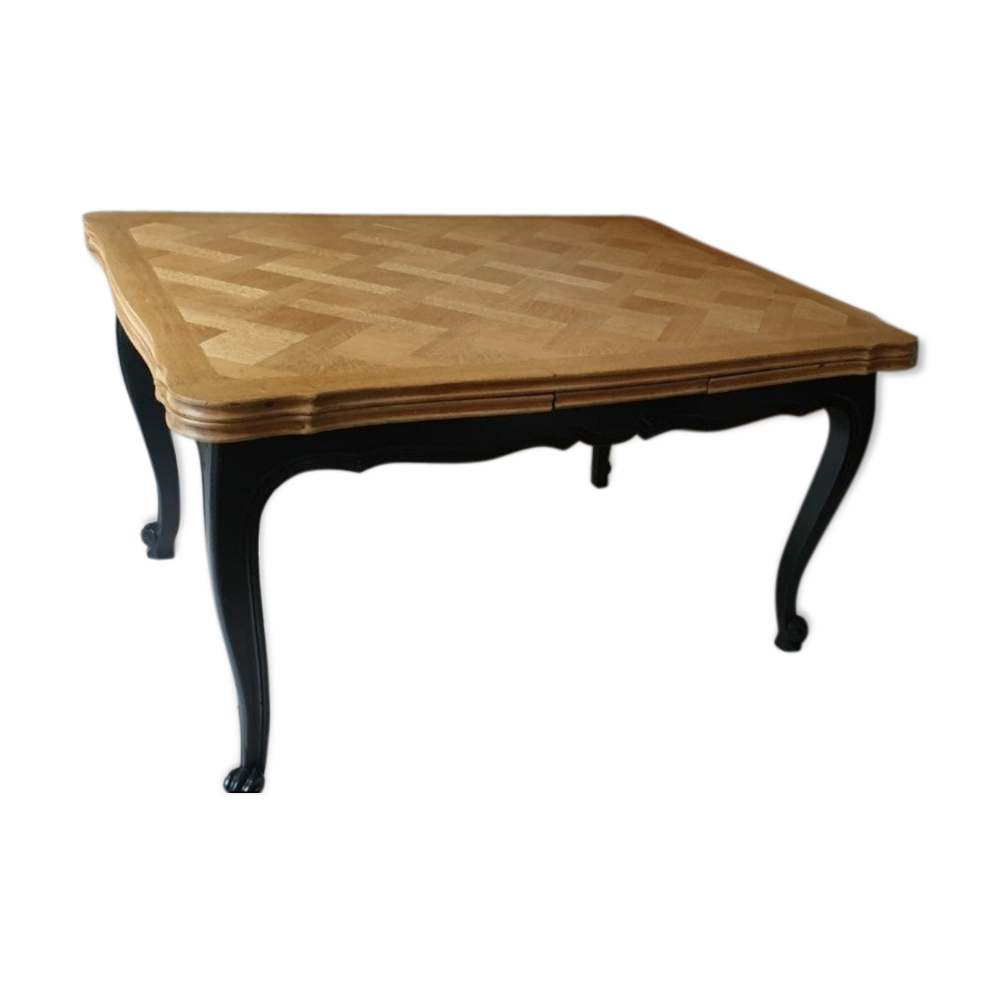 Table Louis XV in channel rough tray foot black snail matte