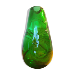 vase en verre vert 1970s