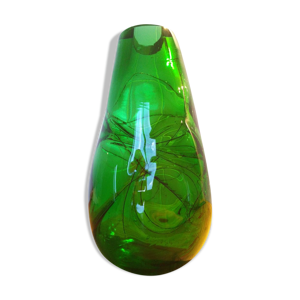 Vase en verre vert 1970s