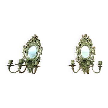 Pair of solid brass wall lights 38 x 18