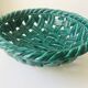 Large green woven ceramic bowl