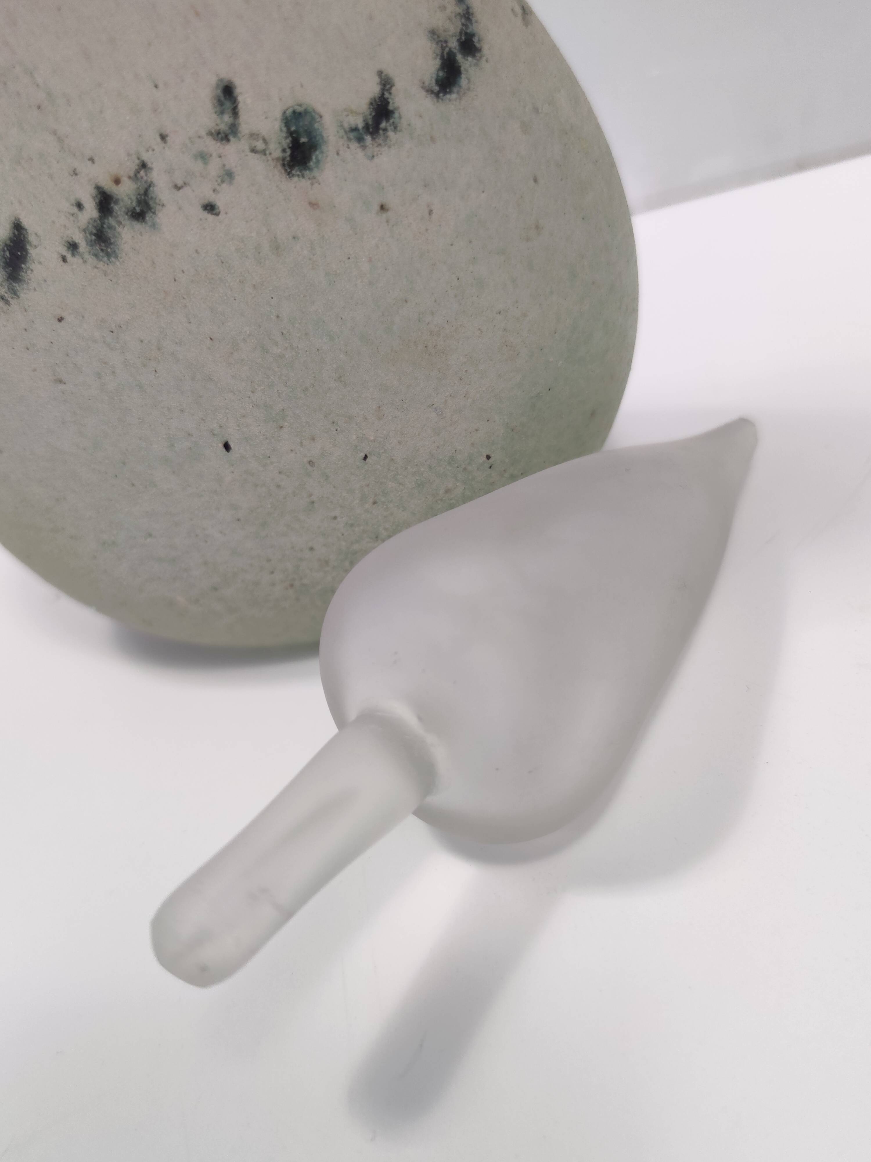 Handmade Scavo Glass Bottle / Vase by Luigi Mellara, Italy